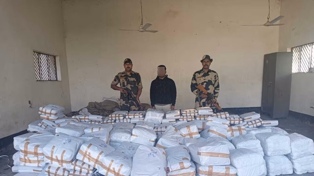 BSF and Customs teams during the seizure of smuggled goods in Tripura (Photo/BSF Tripura) BSF and Customs teams during the seizure of smuggled goods in Tripura (Photo/BSF Tripura)