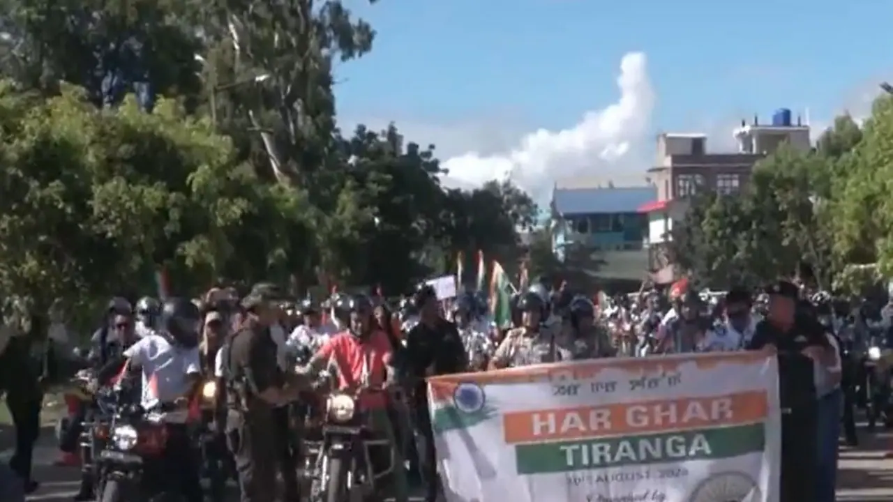 Participants take part in the 'Har Ghar Tiranga' bike rally in Imphal ahead of Independence Day. (Photo: ANI) Participants take part in the 'Har Ghar Tiranga' bike rally in Imphal ahead of Independence Day. (Photo: ANI)
