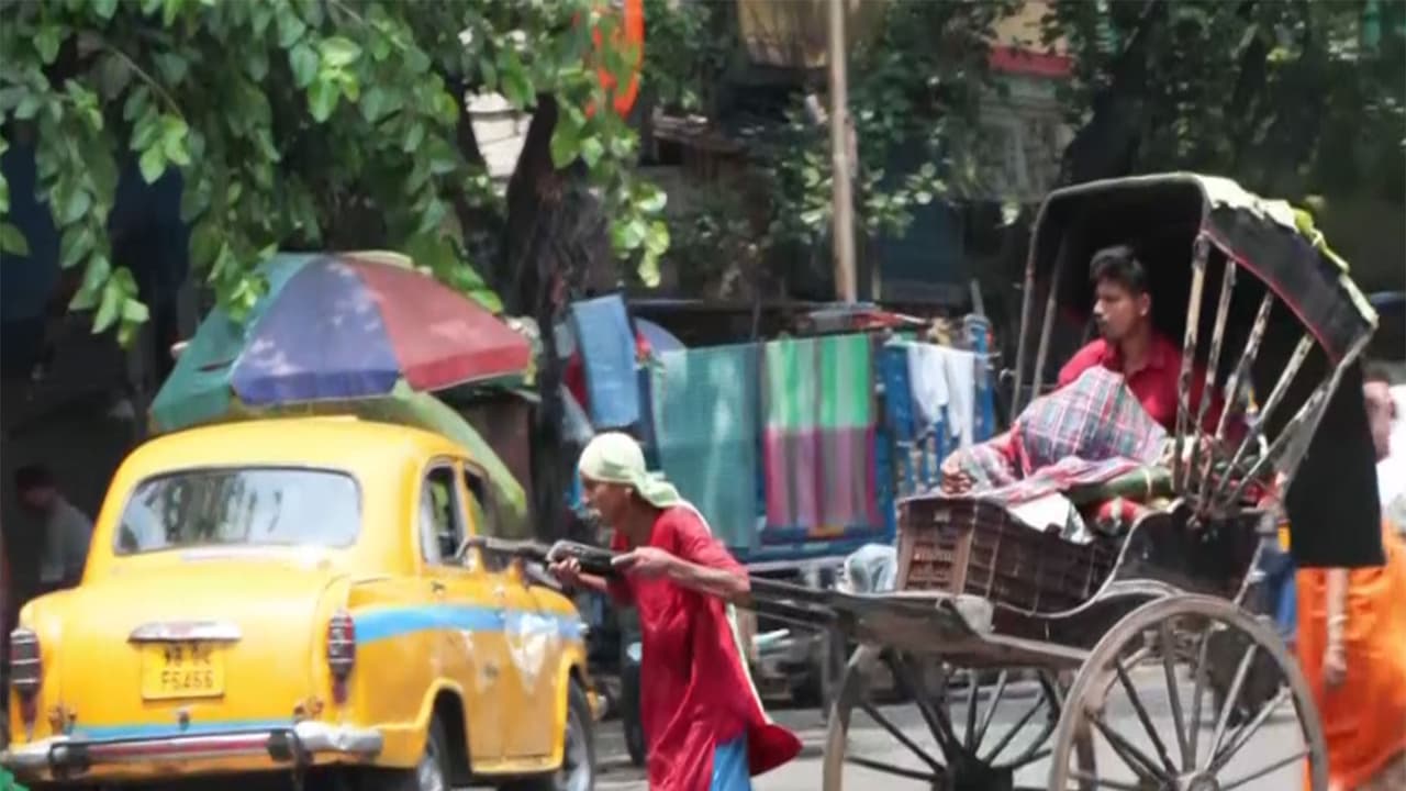 A man pulling hand pulled rickshaw on a street of Kolkata. (Photo/ANI) A man pulling hand pulled rickshaw on a street of Kolkata. (Photo/ANI)
