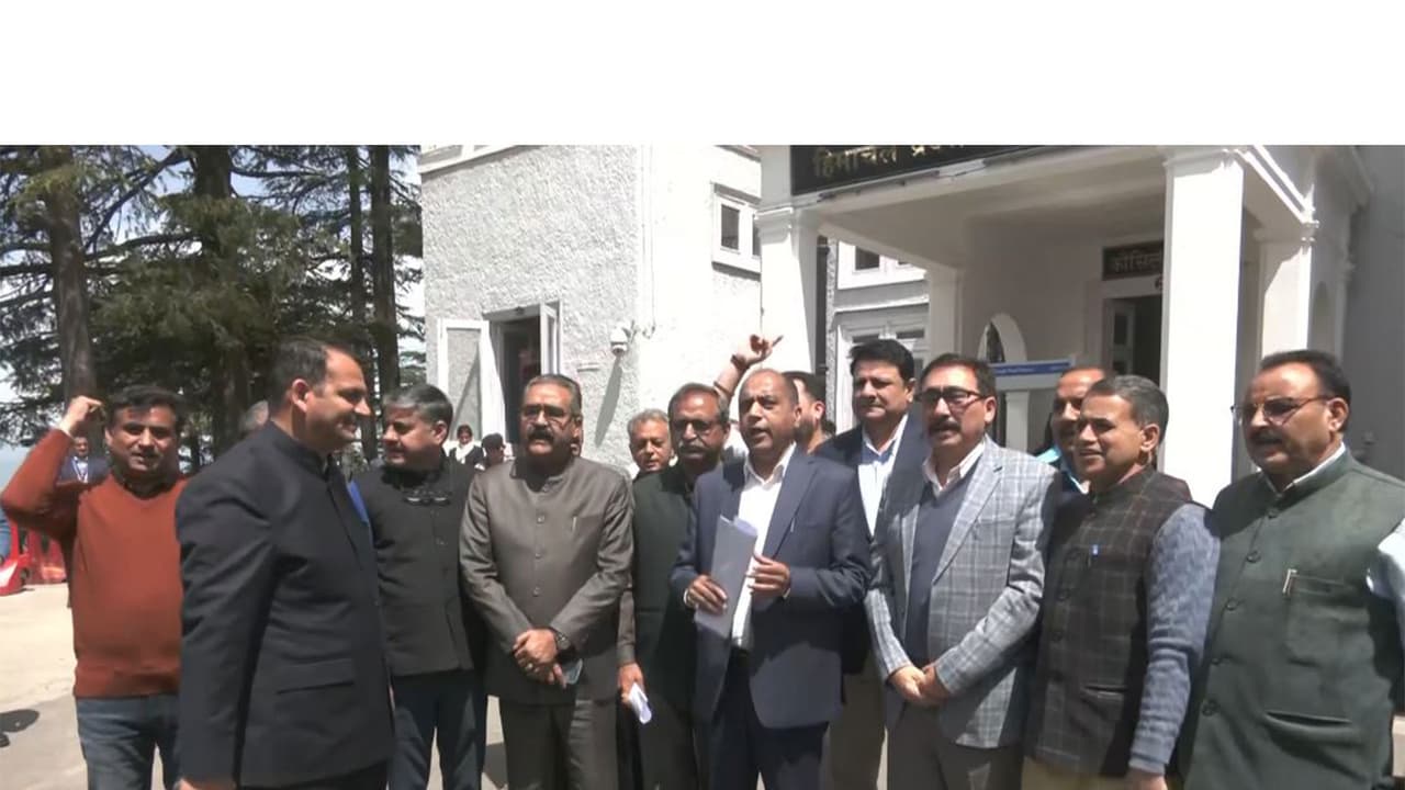 Opposition walks out of Himachal Assembly over Panchayat roster row (Photo/ANI) Opposition walks out of Himachal Assembly over Panchayat roster row (Photo/ANI)