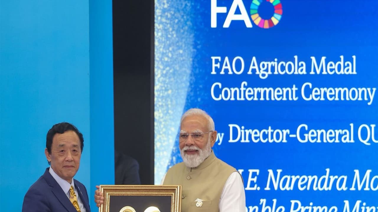 Prime Minister Narendra Modi and Qu Dongyu, Director General of FAO (Photo: X@narendramodi) Prime Minister Narendra Modi and Qu Dongyu, Director General of FAO (Photo: X@narendramodi)