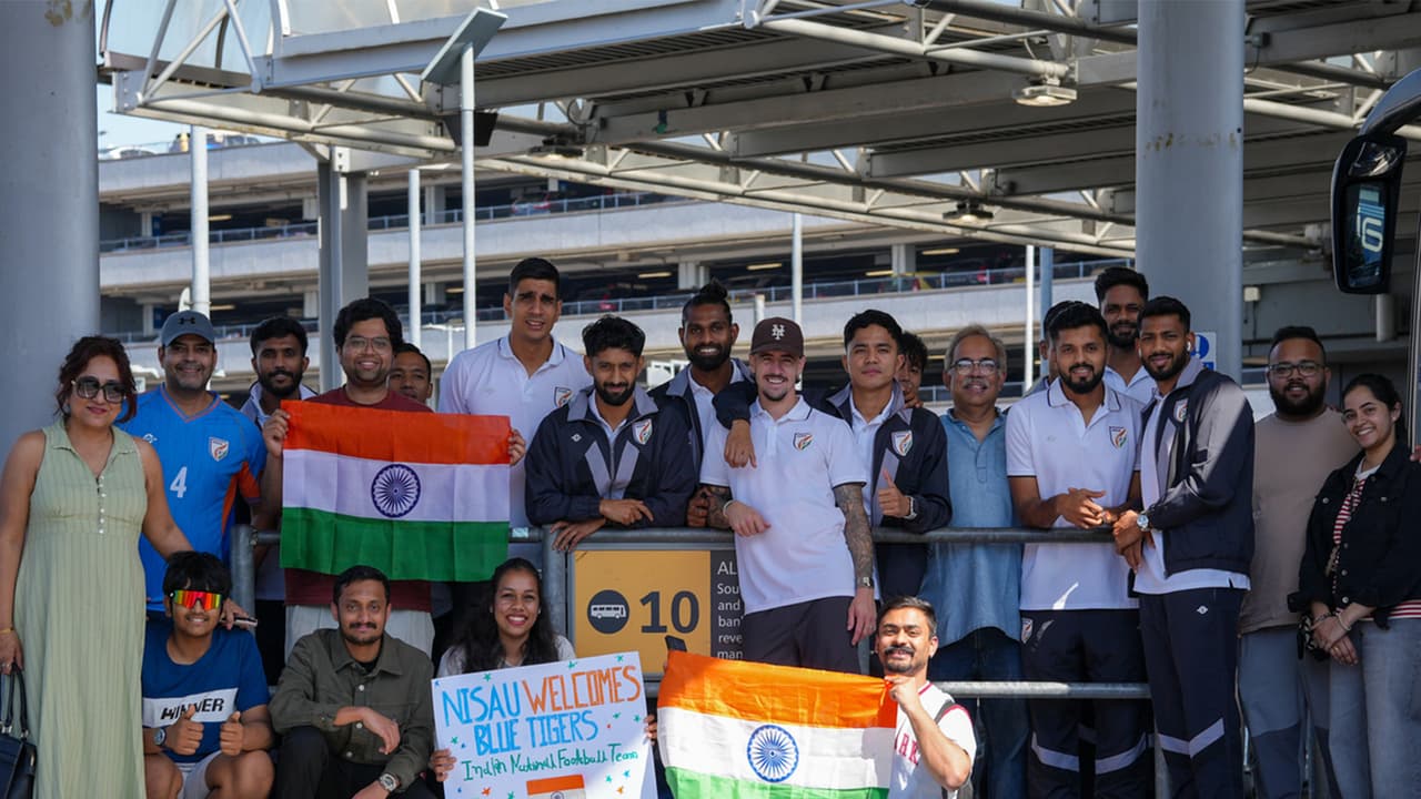Indian football players with fans after arrival in London (Image: AIFF media) Indian football players with fans after arrival in London (Image: AIFF media)