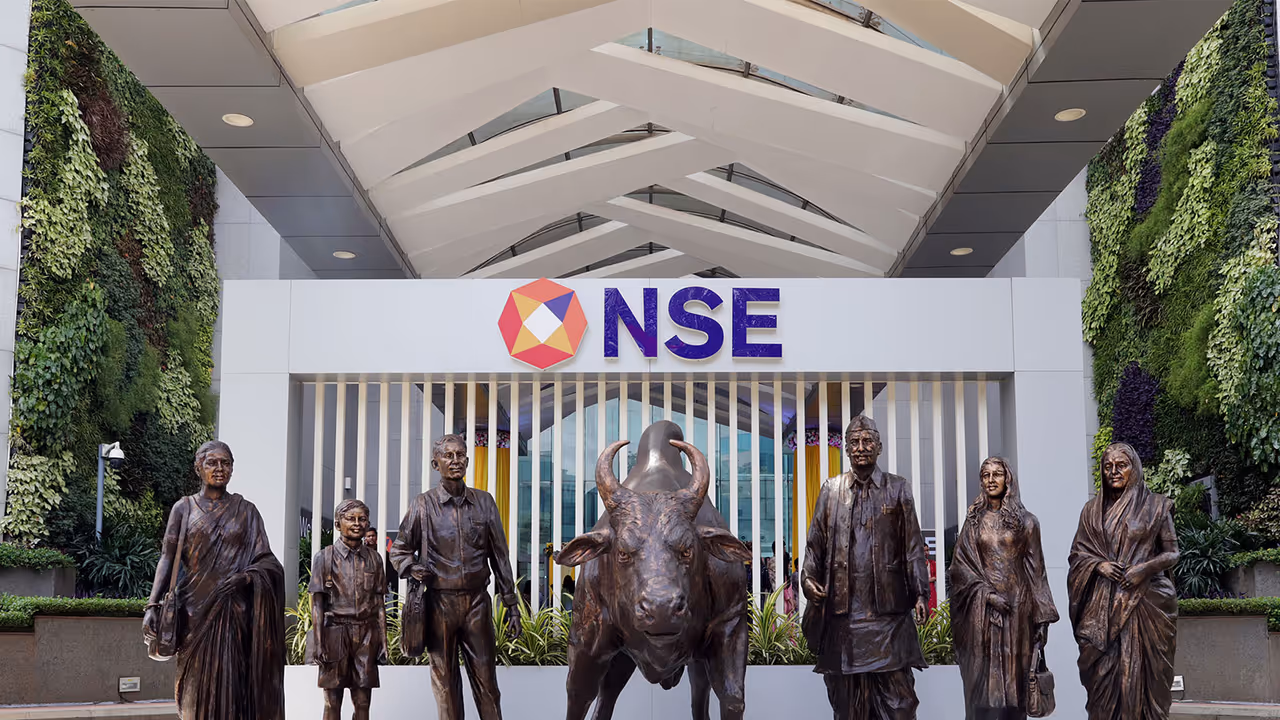 A view of the newly renovated NSE atrium bull (File Photo/ANI) A view of the newly renovated NSE atrium bull (File Photo/ANI)