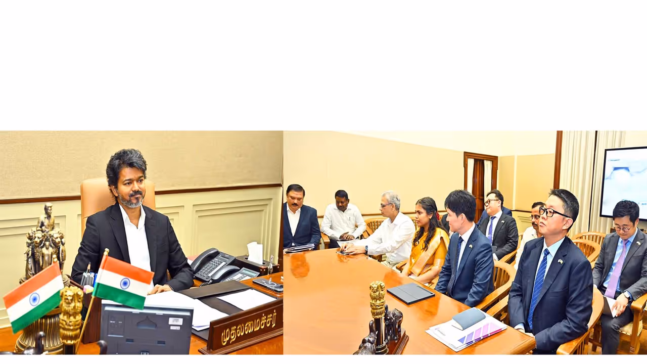 Hyundai delegation calls on TN CM Vijay (Photo/X@CMOTamilnadu) Hyundai delegation calls on TN CM Vijay (Photo/X@CMOTamilnadu)