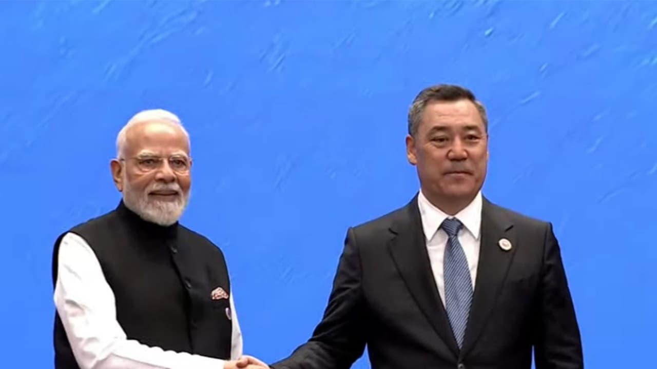 PM Modi arrives at Bishkek's Yrys Ordo Congress Hall to attend 26th SCO Summit (Photo/DD/ANI) PM Modi arrives at Bishkek's Yrys Ordo Congress Hall to attend 26th SCO Summit (Photo/DD/ANI)