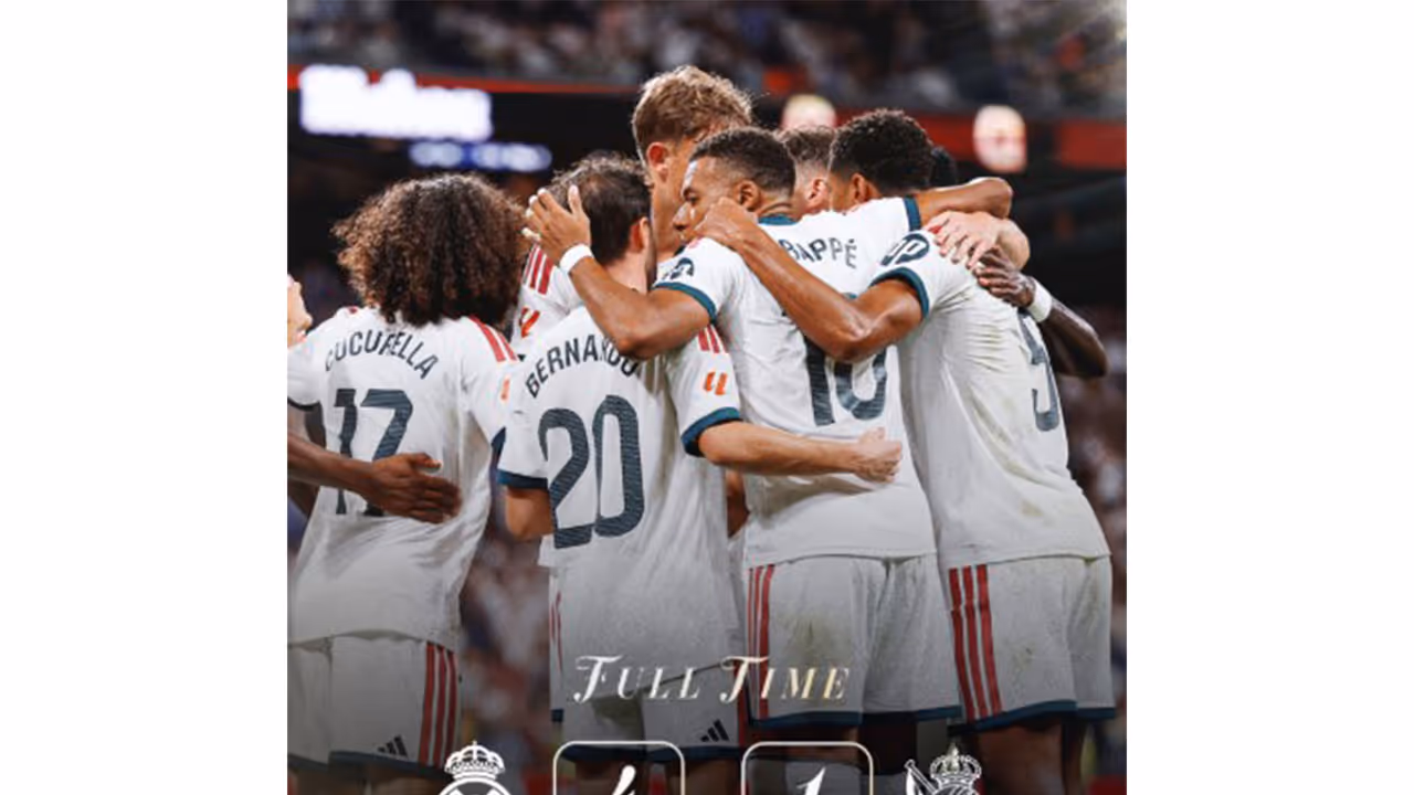 Real Madrid team celebrating. (Photo: @realmadrid X) Real Madrid team celebrating. (Photo: @realmadrid X)