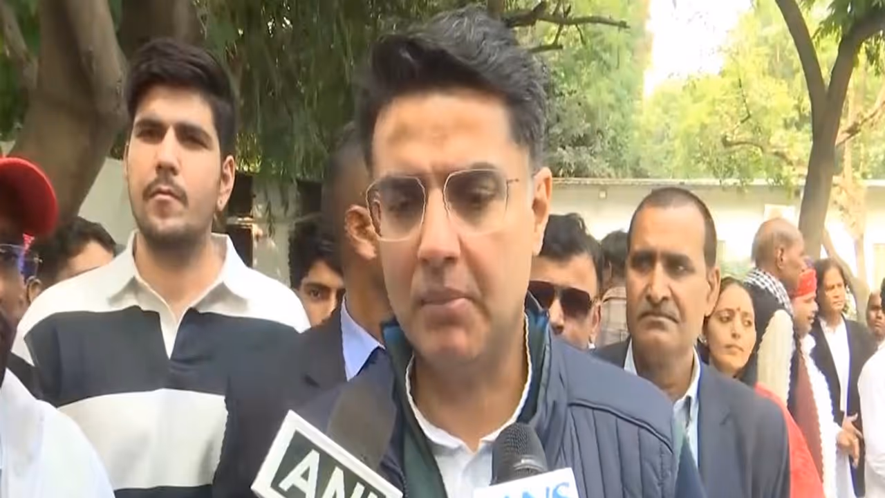 Senior Congress leader Sachin Pilot speaking to reporters in jaipur. (Photo/ANI)