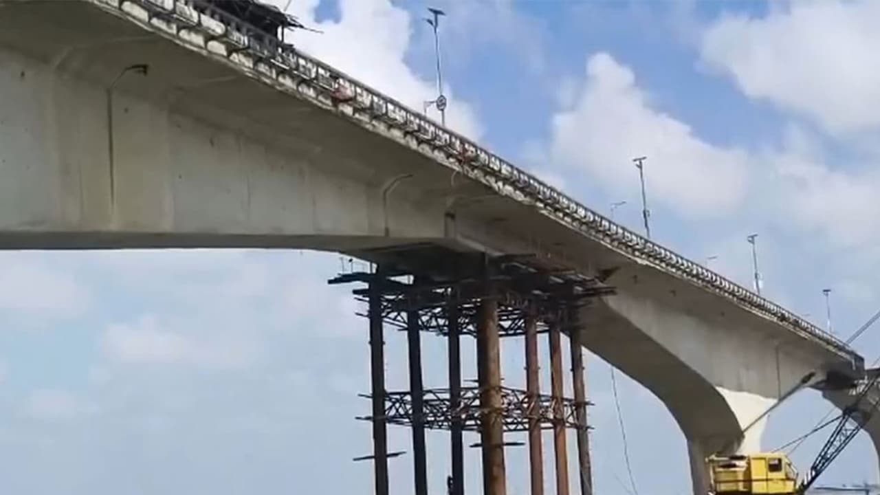 Construction work underway at Vikramshila Setu in Bhagalpur, Bihar (Photo/ANI) Construction work underway at Vikramshila Setu in Bhagalpur, Bihar (Photo/ANI)