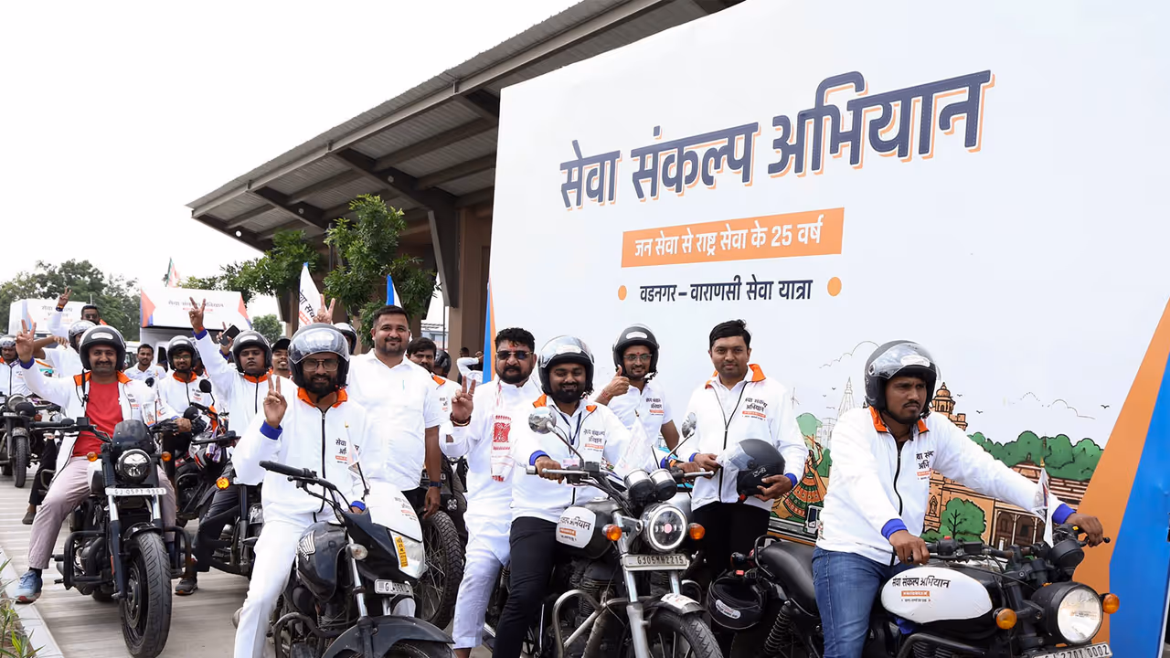 Seva Yatra flagged off in Vadnagar, Gujarat (Photo/X/@Bhupendrapbjp) Seva Yatra flagged off in Vadnagar, Gujarat (Photo/X/@Bhupendrapbjp)