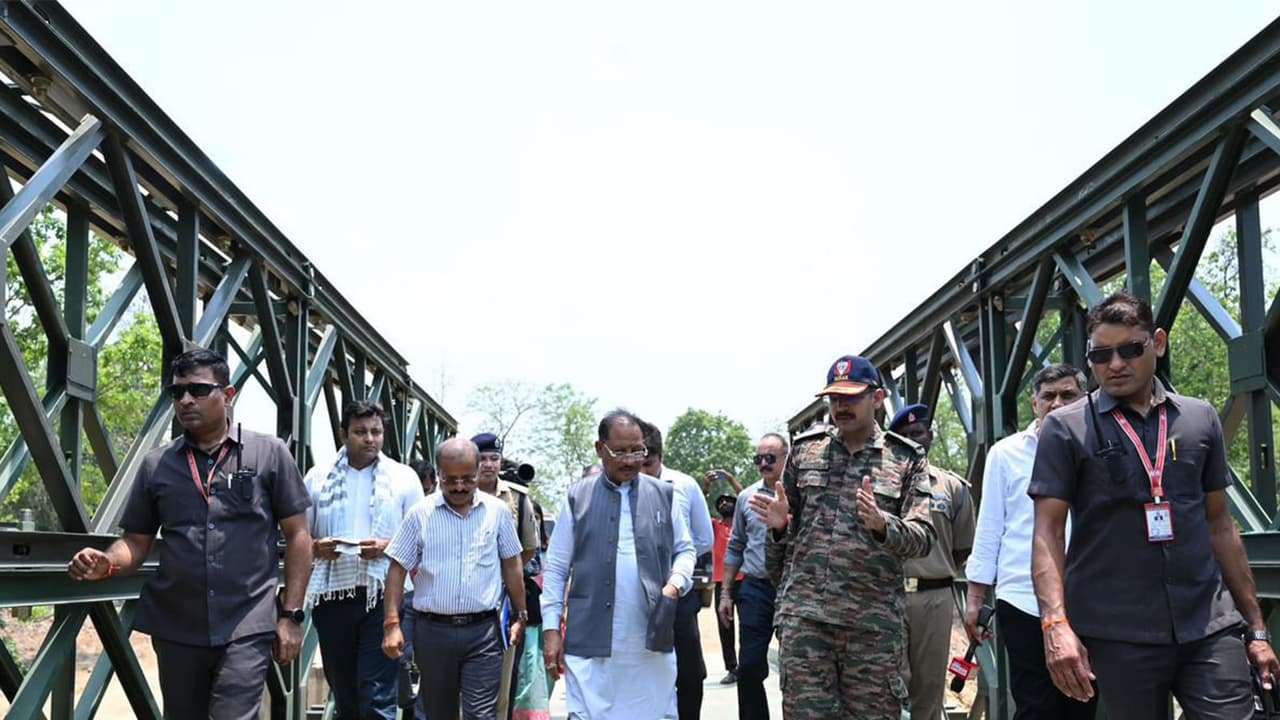 Chhattisgarh Chief Minister Vishnu Deo Sai inspected the newly built Kondapalli Bailey Bridge (Photo/ANI) Chhattisgarh Chief Minister Vishnu Deo Sai inspected the newly built Kondapalli Bailey Bridge (Photo/ANI)