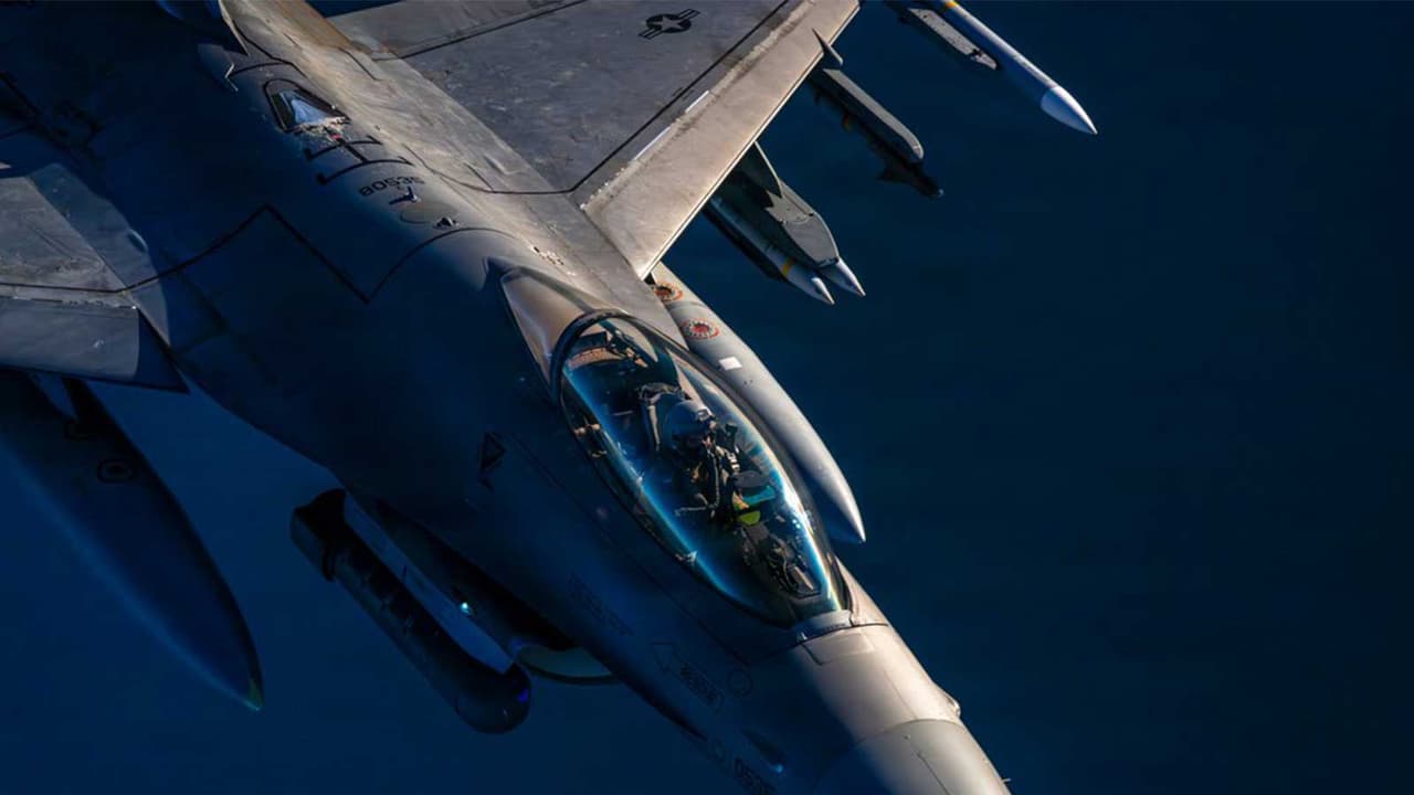 A US Air Force F 16 fighter jet over West Asia (File Photo/X@CENTCOM) A US Air Force F 16 fighter jet over West Asia (File Photo/X@CENTCOM)