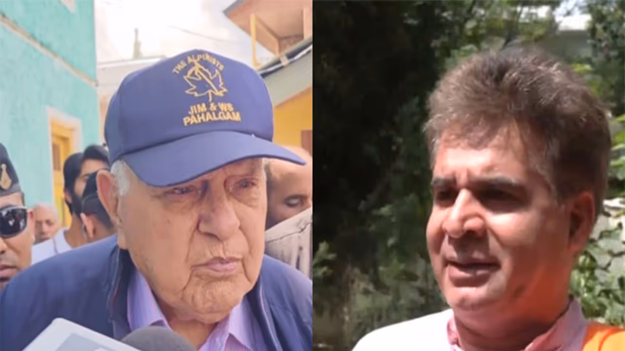 National Conference chief Farooq Abdullah (L) and BJP leader Ravinder Raina (R) (Photo/ANI) National Conference chief Farooq Abdullah (L) and BJP leader Ravinder Raina (R) (Photo/ANI)