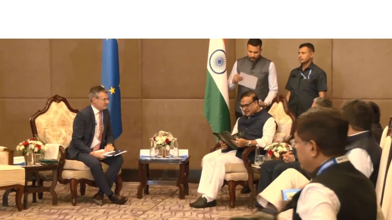 Assam CM Himanta Biswa Sarma meets EU Ambassador Hervé Delphin and Team Europe delegation in Guwahati. (Photo/ANI) Assam CM Himanta Biswa Sarma meets EU Ambassador Hervé Delphin and Team Europe delegation in Guwahati. (Photo/ANI)