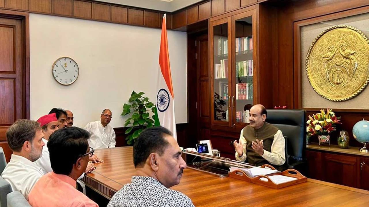 Leaders of INDIA bloc meets Lok Sabha Speaker Om Birla. (Photo:X@RahulGandhi) Leaders of INDIA bloc meets Lok Sabha Speaker Om Birla. (Photo:X@RahulGandhi)