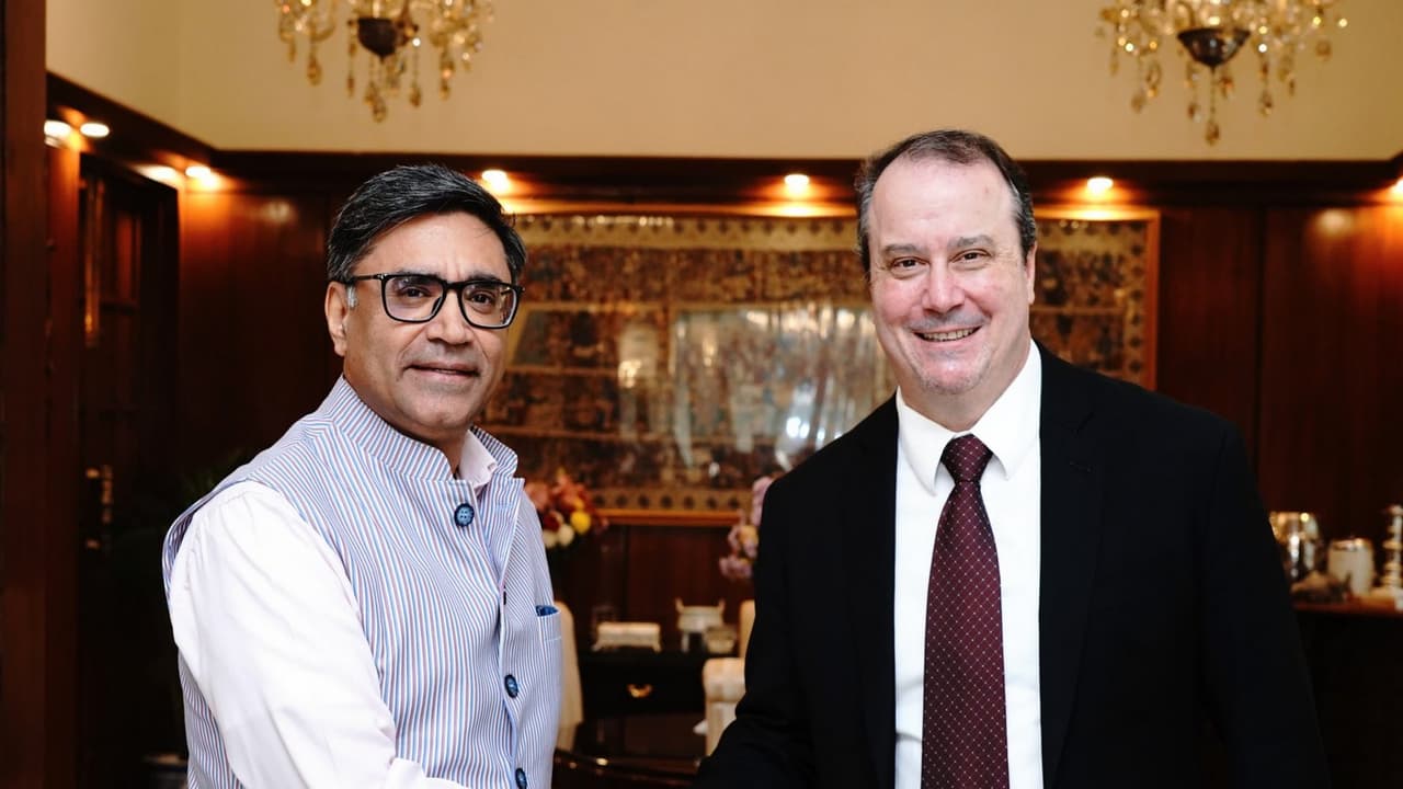 Foreign Secretary Vikram Misri and US Deputy Trade Representative Rick Switzer (Image: X/@MEAIndia) Foreign Secretary Vikram Misri and US Deputy Trade Representative Rick Switzer (Image: X/@MEAIndia)