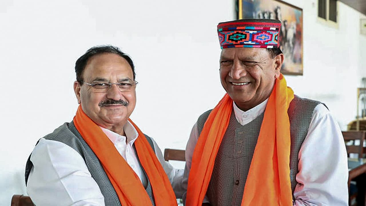 BJP HP chief Rajiv Bindal with JP Nadda. (File Photo/ANI) BJP HP chief Rajiv Bindal with JP Nadda. (File Photo/ANI)