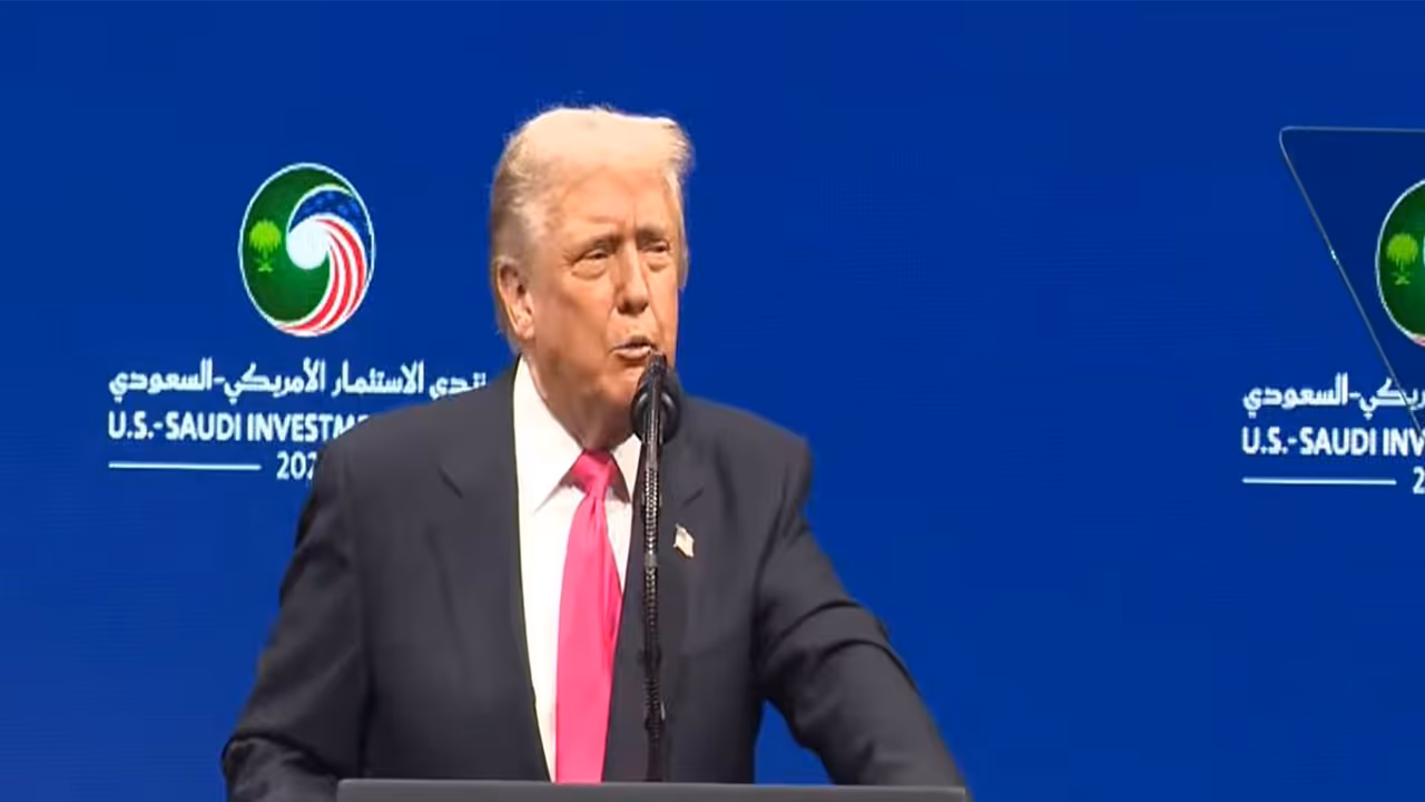US President Donald Trump speaks at the US Saudi Investment Forum. (Image Source: The White House/YouTube) US President Donald Trump speaks at the US Saudi Investment Forum. (Image Source: The White House/YouTube)