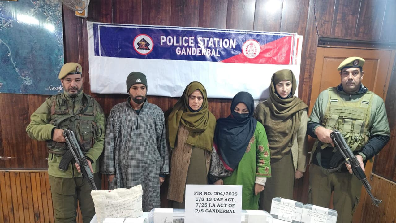 Two terror associates held with arms, grenades in Ganderbal (Photo/Jammu and Kashmir Police) Two terror associates held with arms, grenades in Ganderbal (Photo/Jammu and Kashmir Police)