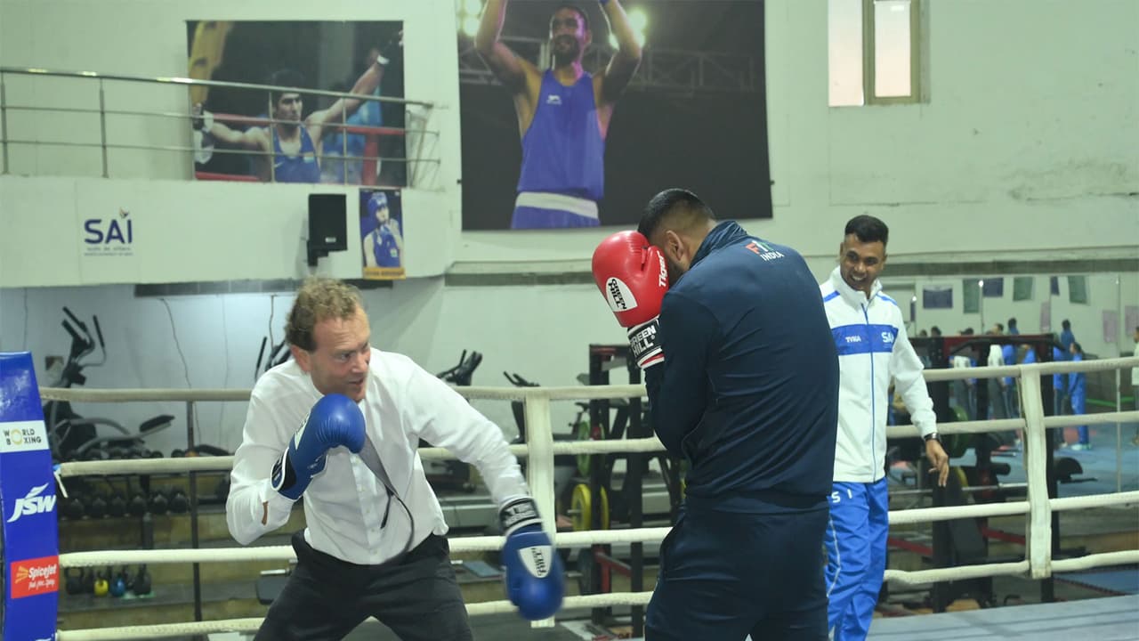 Boris (left) at SAI NCE in Rohtak. (Photo/SAI Media)
