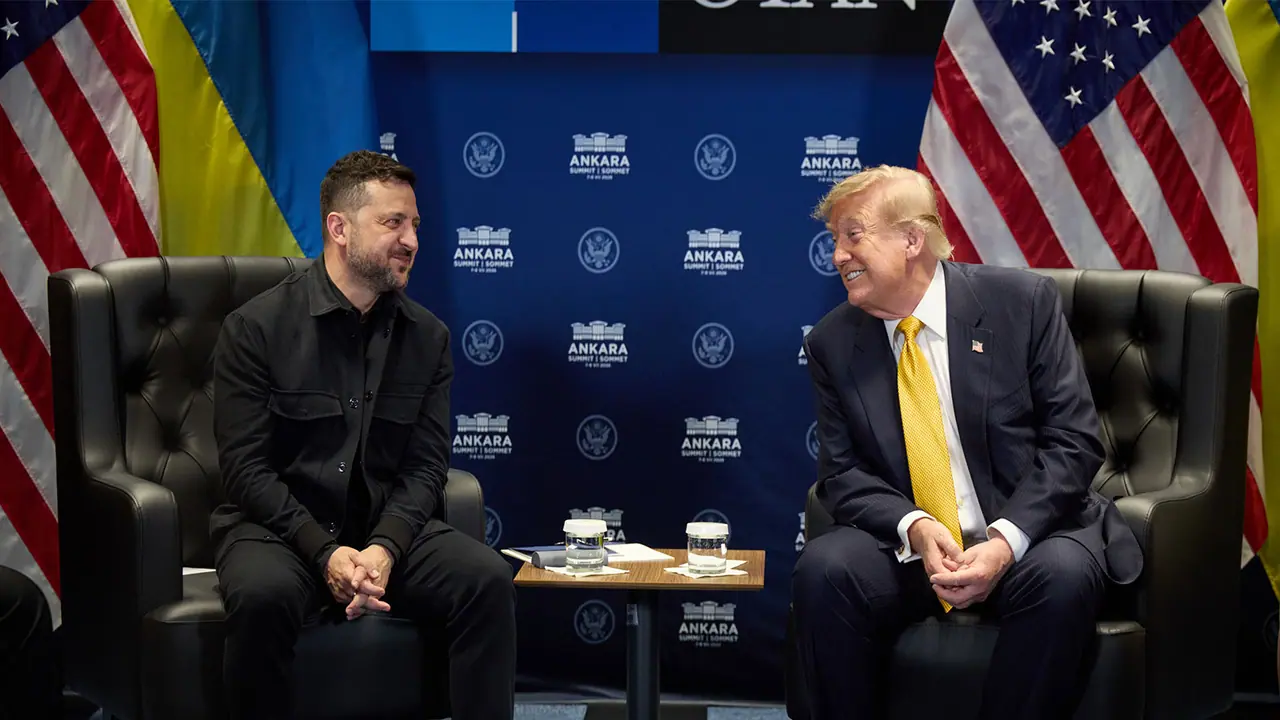 US President Donald Trump holds a bilateral meeting with Ukrainian President Volodymyr Zelenskiy alongside the NATO leaders summit at the Bestepe Presidential Compound, in Ankara, Turkey (Photo/x/@ZelenskyyUa) US President Donald Trump holds a bilateral meeting with Ukrainian President Volodymyr Zelenskiy alongside the NATO leaders summit at the Bestepe Presidential Compound, in Ankara, Turkey (Photo/x/@ZelenskyyUa)