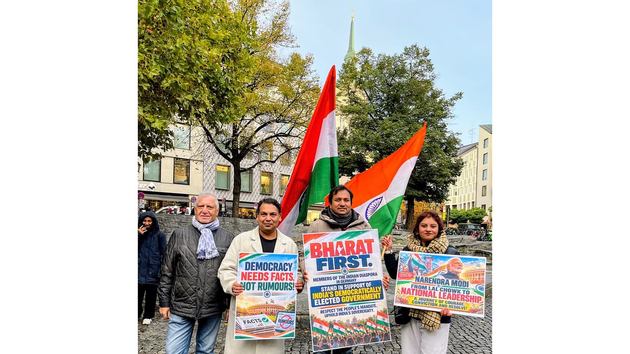 Indian diaspora in Germany conducted ‘Bharat First’ demostration in Munich (Photo/ANI) Indian diaspora in Germany conducted ‘Bharat First’ demostration in Munich (Photo/ANI)