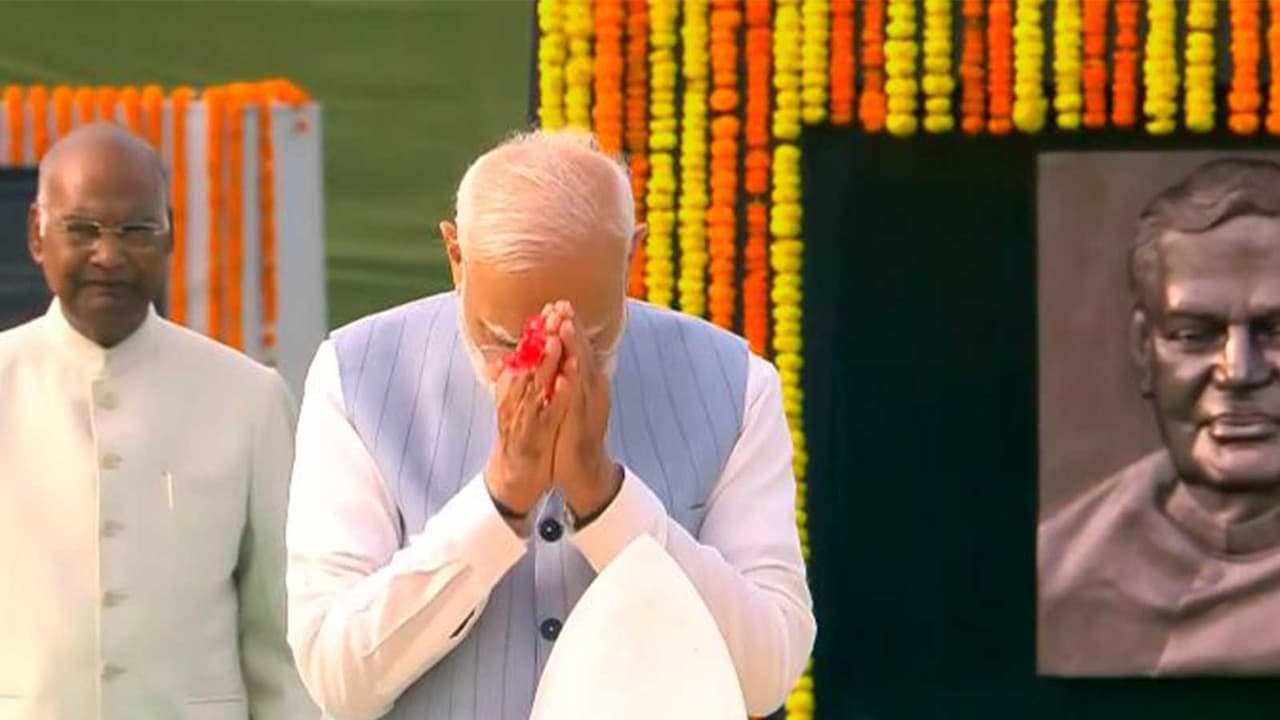 PM Modi paid floral tribute to former Prime Minister and Bharat Ratna awardee Atal Bihari Vajpayee (Photo: ANI) PM Modi paid floral tribute to former Prime Minister and Bharat Ratna awardee Atal Bihari Vajpayee (Photo: ANI)
