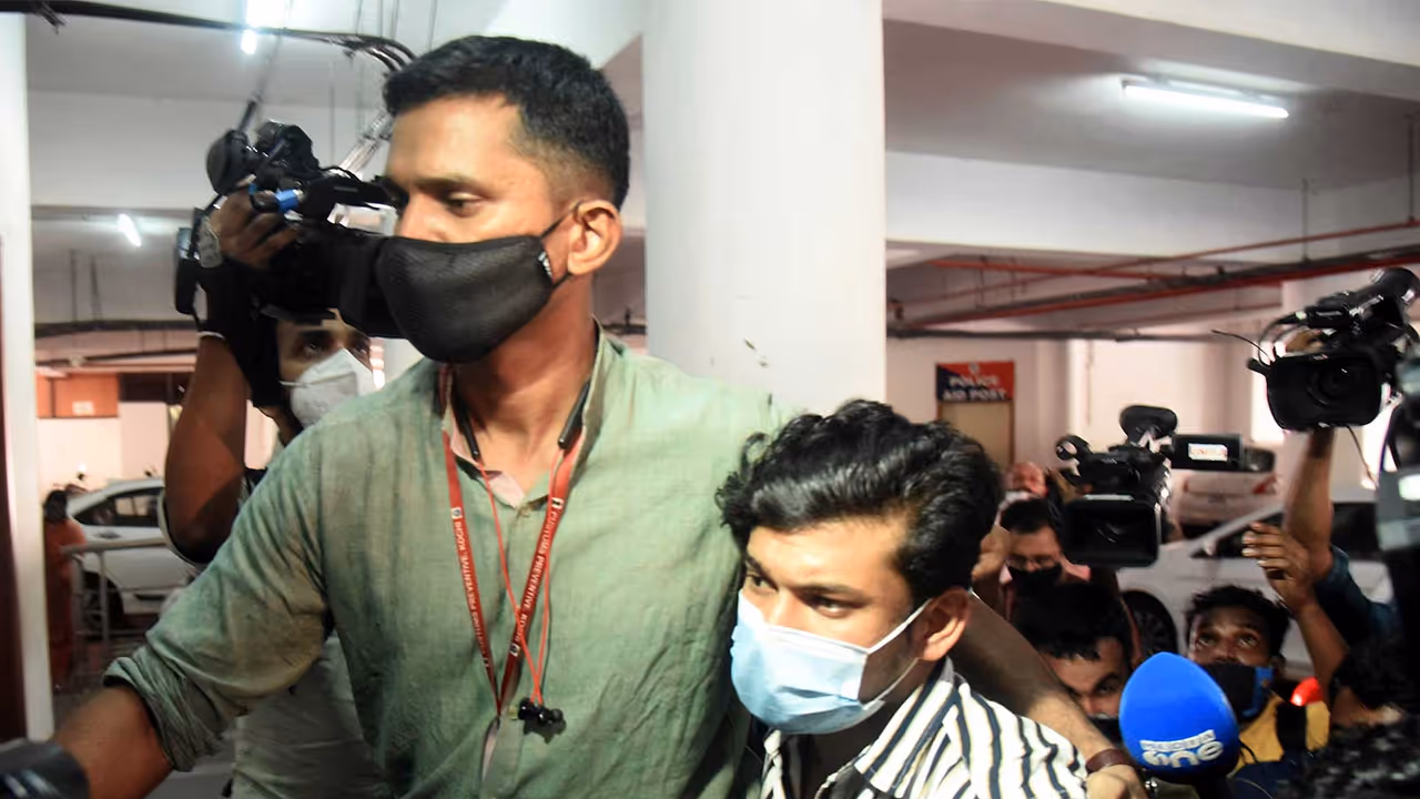 A file photo of Arjun Ayanki being taken to a court in Kochi(File Photo/ANI) A file photo of Arjun Ayanki being taken to a court in Kochi(File Photo/ANI)
