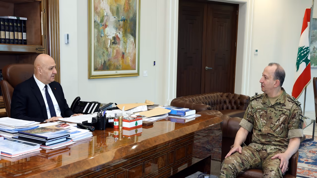 Lebanon President Joseph Aoun with Army Commander General Rudolf (Photo/X/@LBpresidency) Lebanon President Joseph Aoun with Army Commander General Rudolf (Photo/X/@LBpresidency)