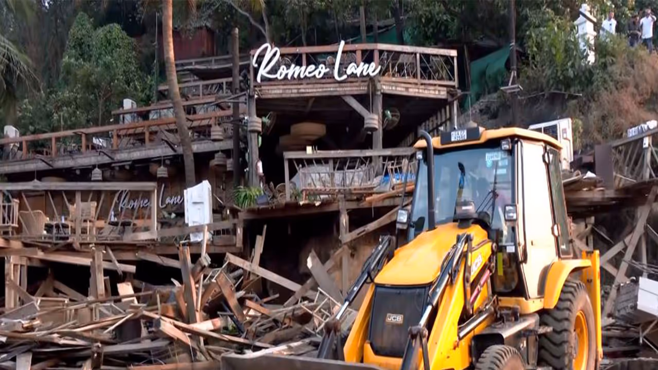 Visual of demolition from Romeo Lane in Vagator (Photo/ANI) Visual of demolition from Romeo Lane in Vagator (Photo/ANI)