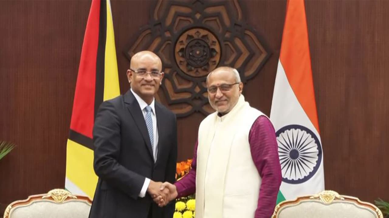 Vice President of Guyana Bharrat Jagdeo calls on Vice President CP Radhakrishnan (Photo/ANI) Vice President of Guyana Bharrat Jagdeo calls on Vice President CP Radhakrishnan (Photo/ANI)