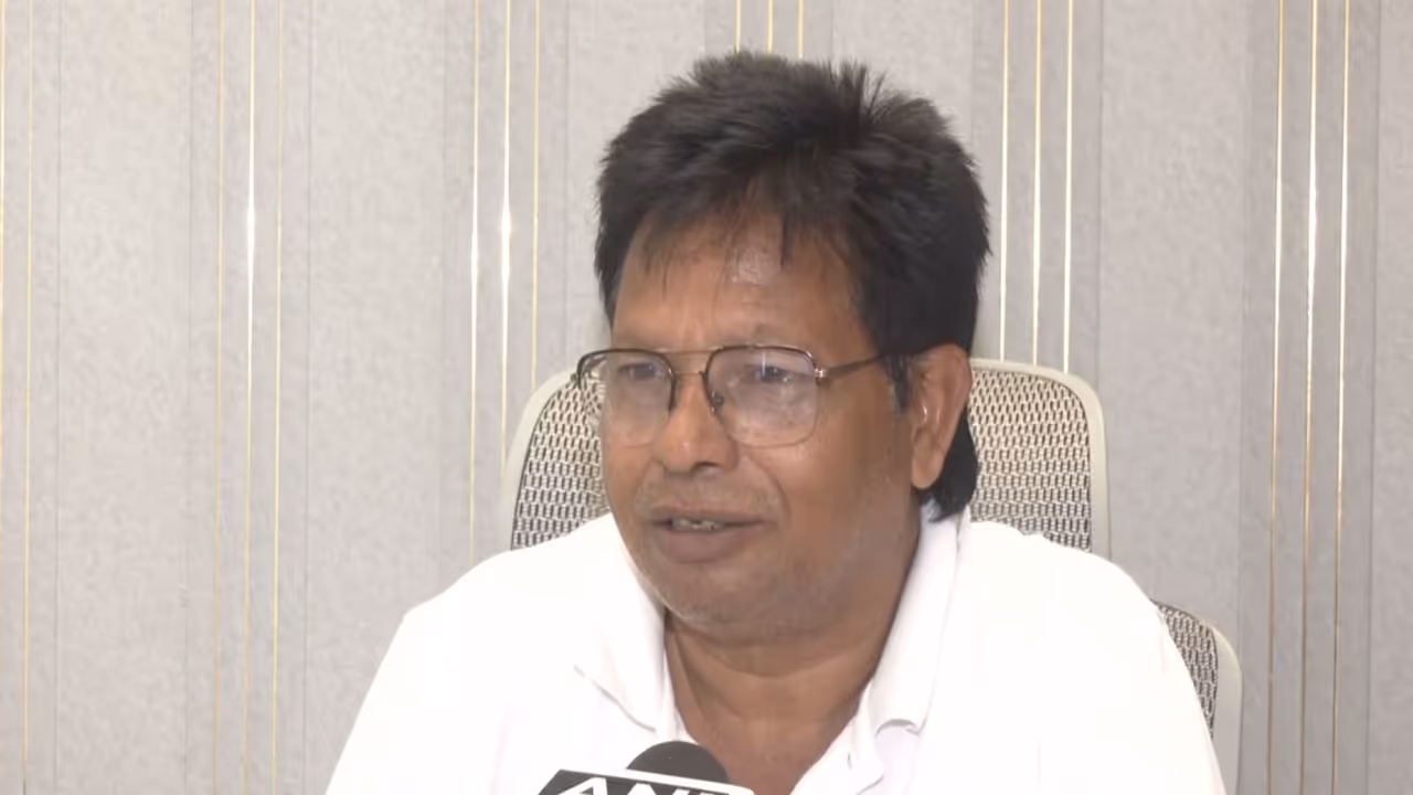 Richa Ghosh’s father Manabendra Ghosh (Photo: ANI) Richa Ghosh’s father Manabendra Ghosh (Photo: ANI)
