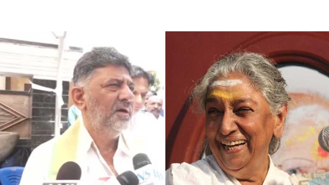 Karnataka Chief Minister D.K. Shivakumar (L) S Janaki (R) (Photos/ANI//X/ @ysjagan) Karnataka Chief Minister D.K. Shivakumar (L) S Janaki (R) (Photos/ANI//X/ @ysjagan)