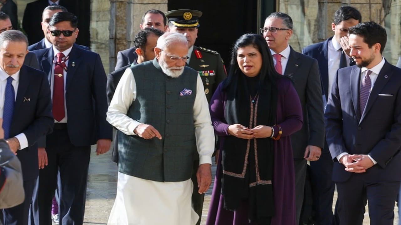 PM Modi visits Jordan Museum with Crown Prince Al Hussein Bin Abdullah II (Photo/@MEAIndia) PM Modi visits Jordan Museum with Crown Prince Al Hussein Bin Abdullah II (Photo/@MEAIndia)