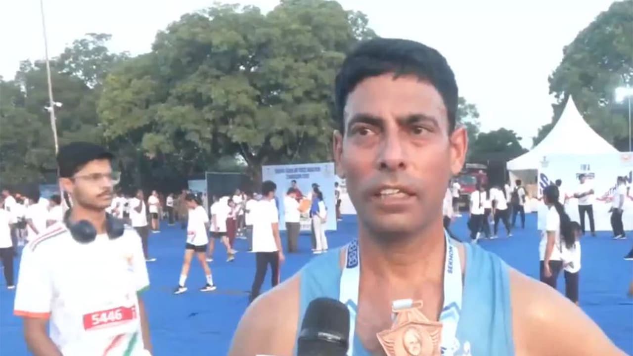 Amit Kumar, Haryana Police personnel and athlete (Photo/ ANI) Amit Kumar, Haryana Police personnel and athlete (Photo/ ANI)