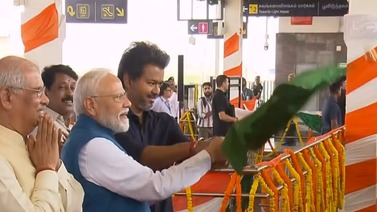 Prime Minister Narendra Modi and Tamil Nadu Chief Minister C Joseph Vijay (Photo/ANI) Prime Minister Narendra Modi and Tamil Nadu Chief Minister C Joseph Vijay (Photo/ANI)