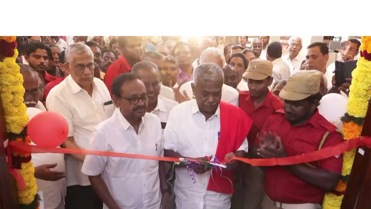 CPI(M) State Secretary P Shanmugam inaugurates party’s new building in Coimbatore (Photo/ANI) CPI(M) State Secretary P Shanmugam inaugurates party’s new building in Coimbatore (Photo/ANI)