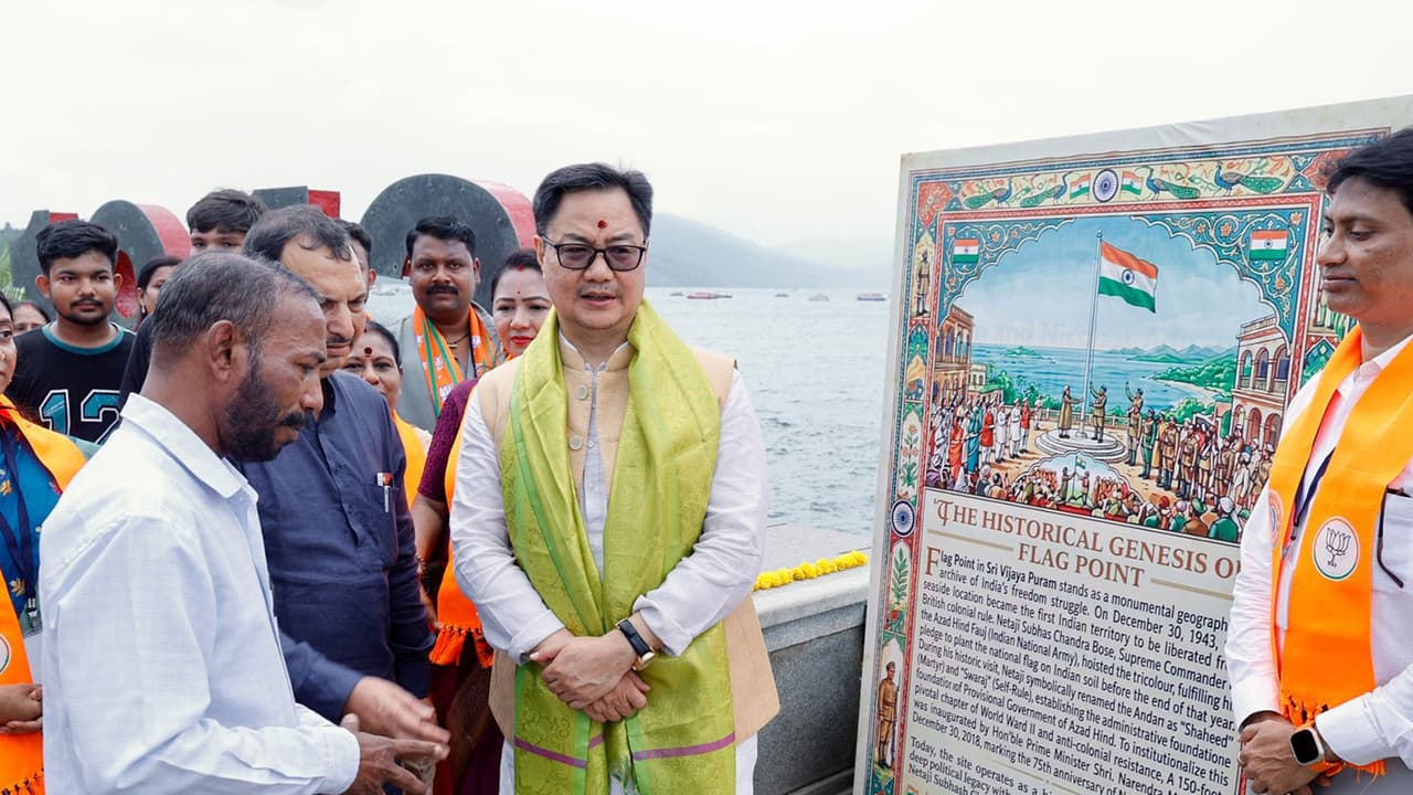 Union Minister Kiren Rijiju reviews development works in Andaman (Photo/X@KirenRijiju) Union Minister Kiren Rijiju reviews development works in Andaman (Photo/X@KirenRijiju)
