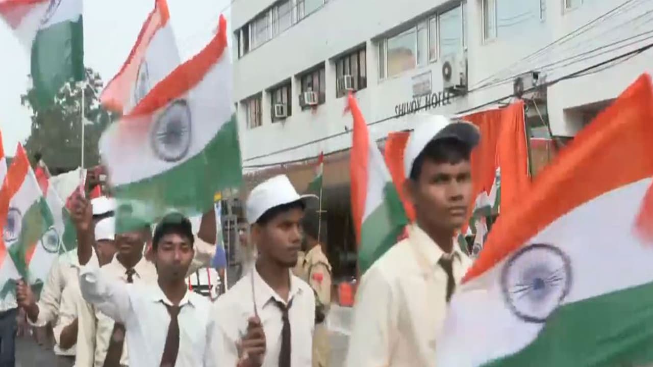 Students participate in the Tiranga Yatra in Gorakhpur ahead of Independence Day. (Photo: ANI) Students participate in the Tiranga Yatra in Gorakhpur ahead of Independence Day. (Photo: ANI)