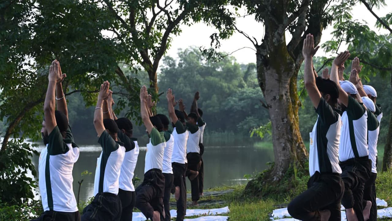 Indian Army celebrates International day of Yoga at Agartala (Photo/ANI) Indian Army celebrates International day of Yoga at Agartala (Photo/ANI)