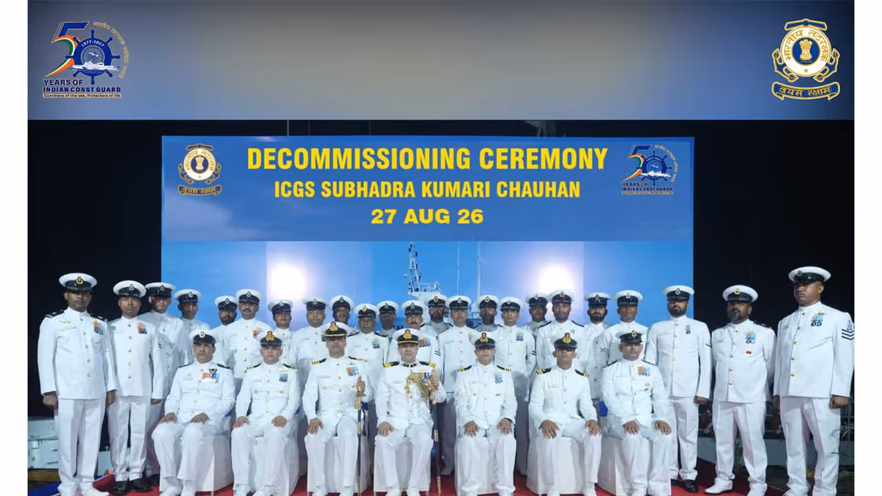 Visual from ICGS Subhadra Kumari Chauhan decommissioning ceremony (Photo/@IndiaCoastGuard/X) Visual from ICGS Subhadra Kumari Chauhan decommissioning ceremony (Photo/@IndiaCoastGuard/X)