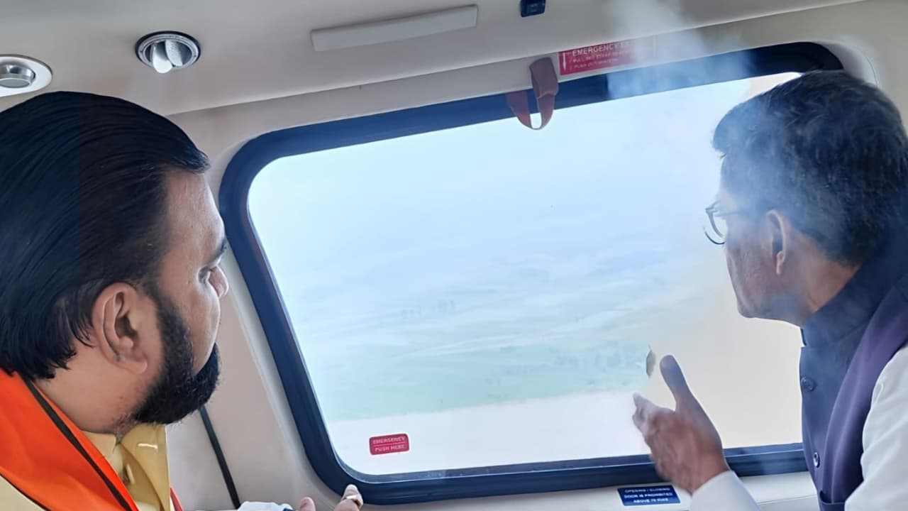 Bihar CM Samrat Choudhary conducts an aerial survey of the flood situation in Bihar's border areas (Photoo/X/@samrat4bjp) Bihar CM Samrat Choudhary conducts an aerial survey of the flood situation in Bihar's border areas (Photoo/X/@samrat4bjp)