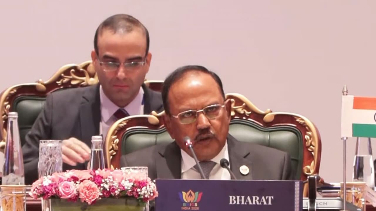 NSA Ajit Doval speaking at the 16th BRICS National Security Advisers' Meeting (Photo/ANI/DD) NSA Ajit Doval speaking at the 16th BRICS National Security Advisers' Meeting (Photo/ANI/DD)