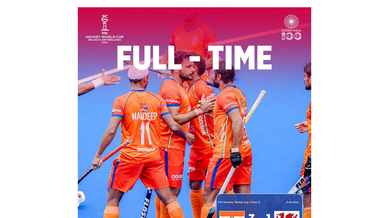 India beat Wales 3 1 at FIH Men’s Hockey WC 2026. (Photo: X/@TheHockeyIndia) India beat Wales 3 1 at FIH Men’s Hockey WC 2026. (Photo: X/@TheHockeyIndia)