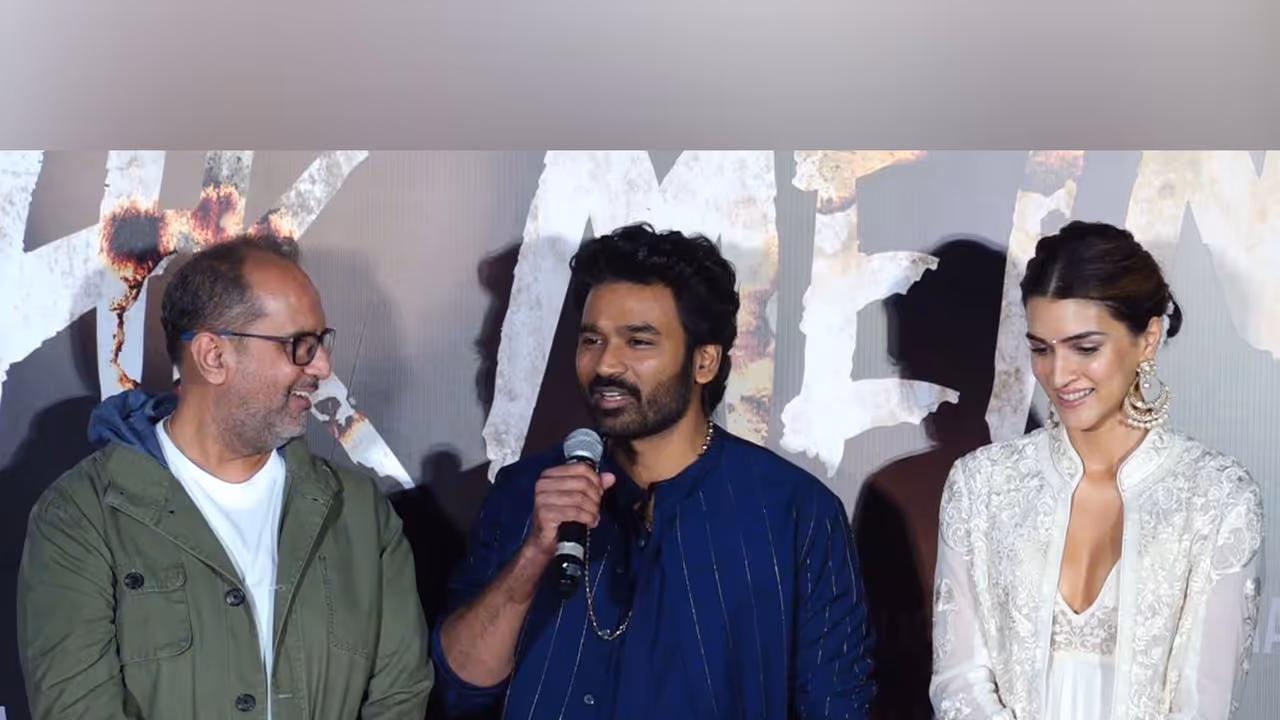 Aanand L Rai (L), Dhanush (C) and Kriti Sanon (R) (Photo: ANI) Aanand L Rai (L), Dhanush (C) and Kriti Sanon (R) (Photo: ANI)