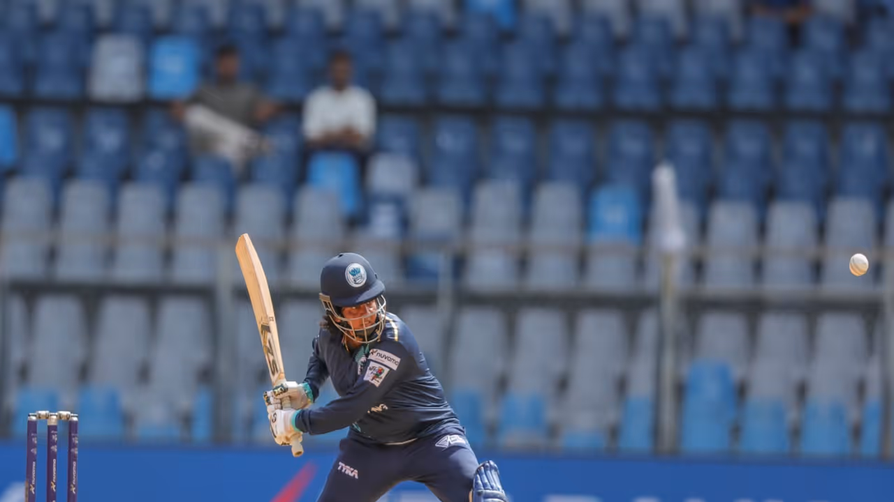 Mansi Patil of Thane Sky Risers plays a shot during a T20 Mumbai Women's League match. (Photo: MCA) Mansi Patil of Thane Sky Risers plays a shot during a T20 Mumbai Women's League match. (Photo: MCA)