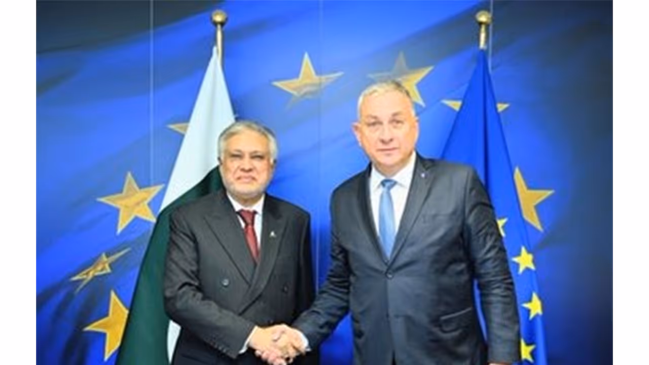 Ishaq Dar during his Brussels visit, which comes under EU scrutiny amid Pakistan’s rights crisis. (Photo: X/@ForeignOfficePk)