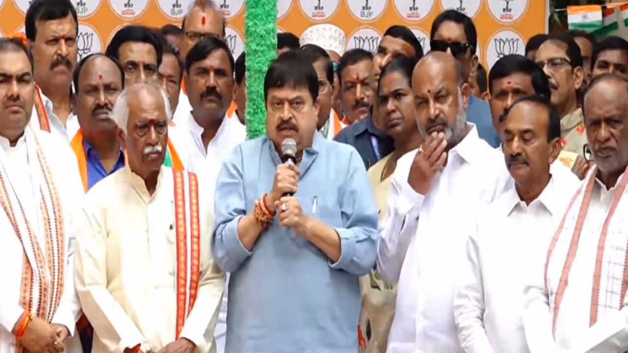 Telangana State BJP president N Ramchander Rao at the event (Photo: YT/ BJP Telengana) Telangana State BJP president N Ramchander Rao at the event (Photo: YT/ BJP Telengana)