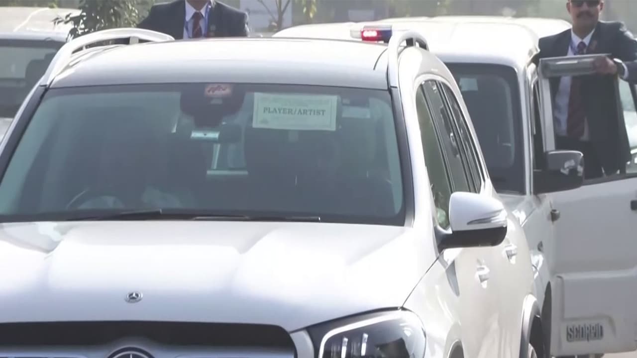 Lionel Messi arrives in New Delhi. (Photo: ANI) Lionel Messi arrives in New Delhi. (Photo: ANI)