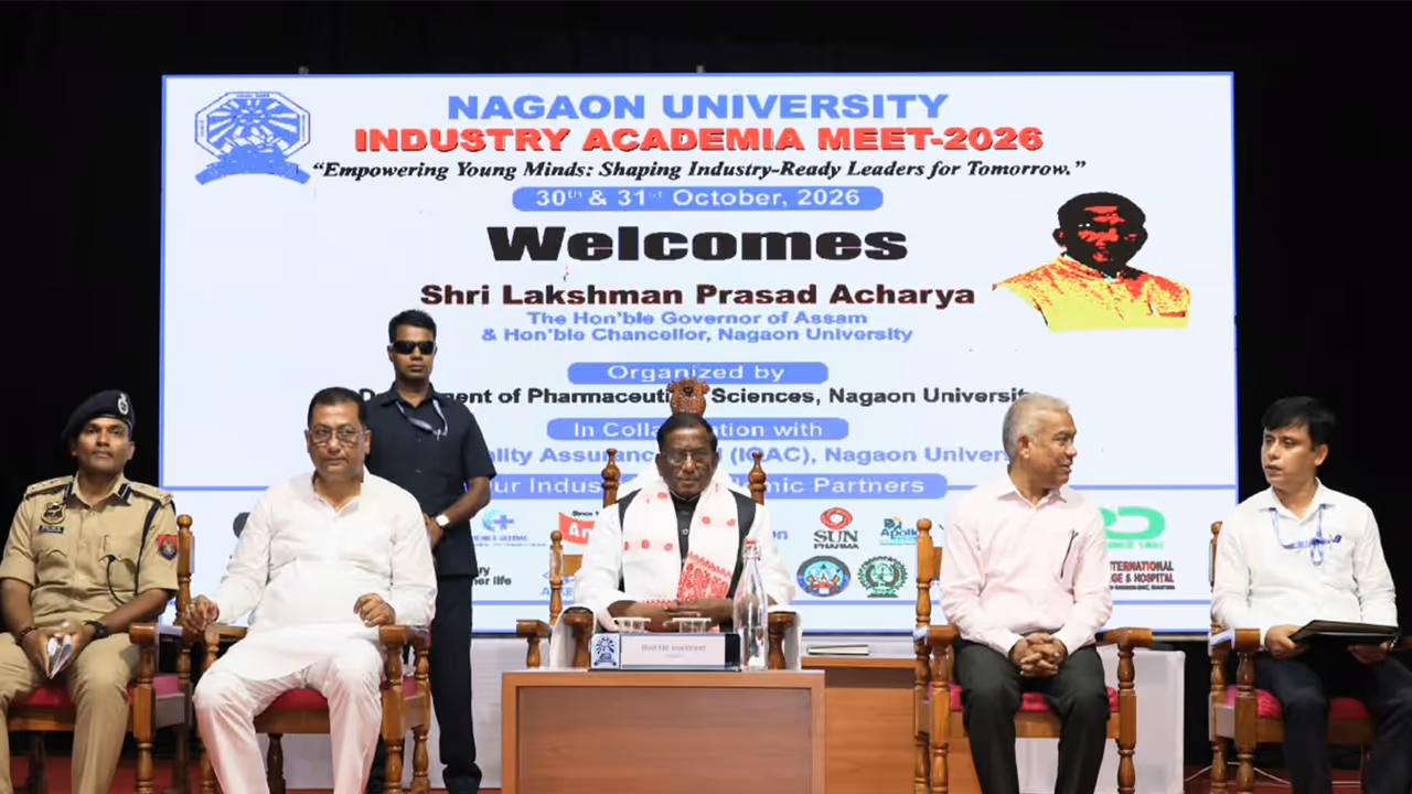 Assam Governor Lakshman Prasad Acharya attends first National Industry Academia Meet at Nagaon University (Photo:ANI) Assam Governor Lakshman Prasad Acharya attends first National Industry Academia Meet at Nagaon University (Photo:ANI)