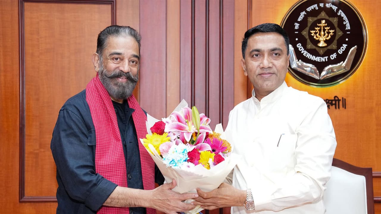 Actor politician Kamal Haasan with Goa CM Pramod Sawant (Image source:X/@ikamalhaasan)
